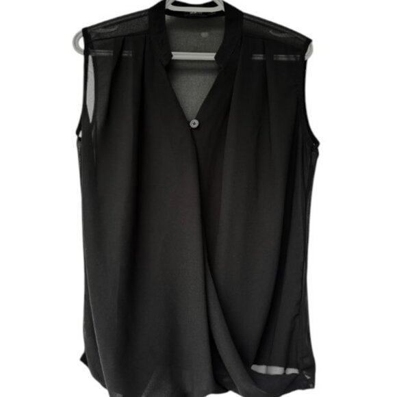 Unarosa black sleeveless chiffon top size L - Picture 2 of 4